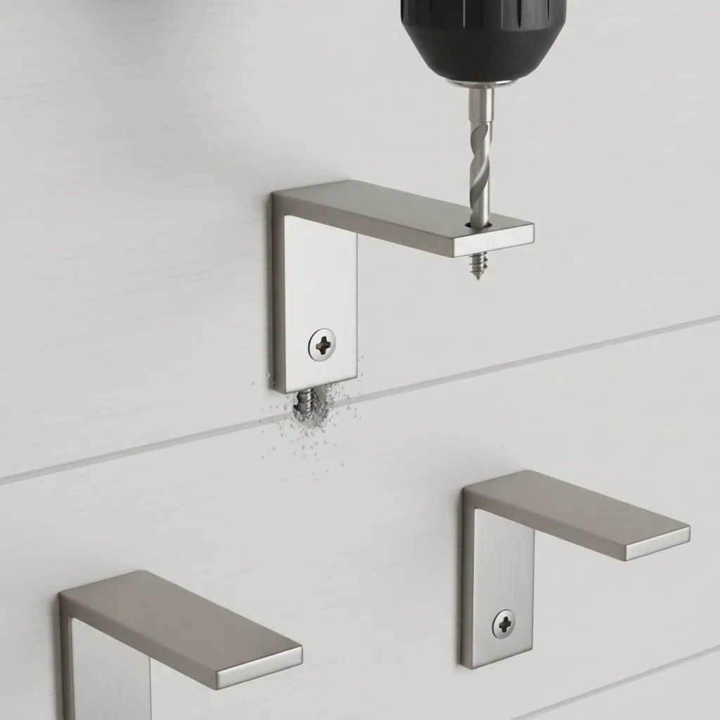 Installing wall anchors for a shower shelf on tiled bathroom wall