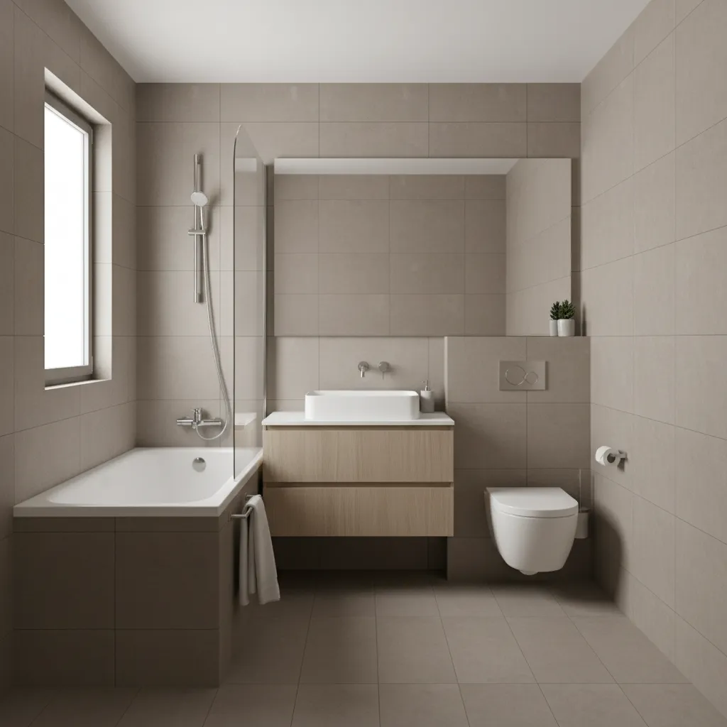 4 square meter bathroom with bathtub shower combo glass screen vanity and toilet