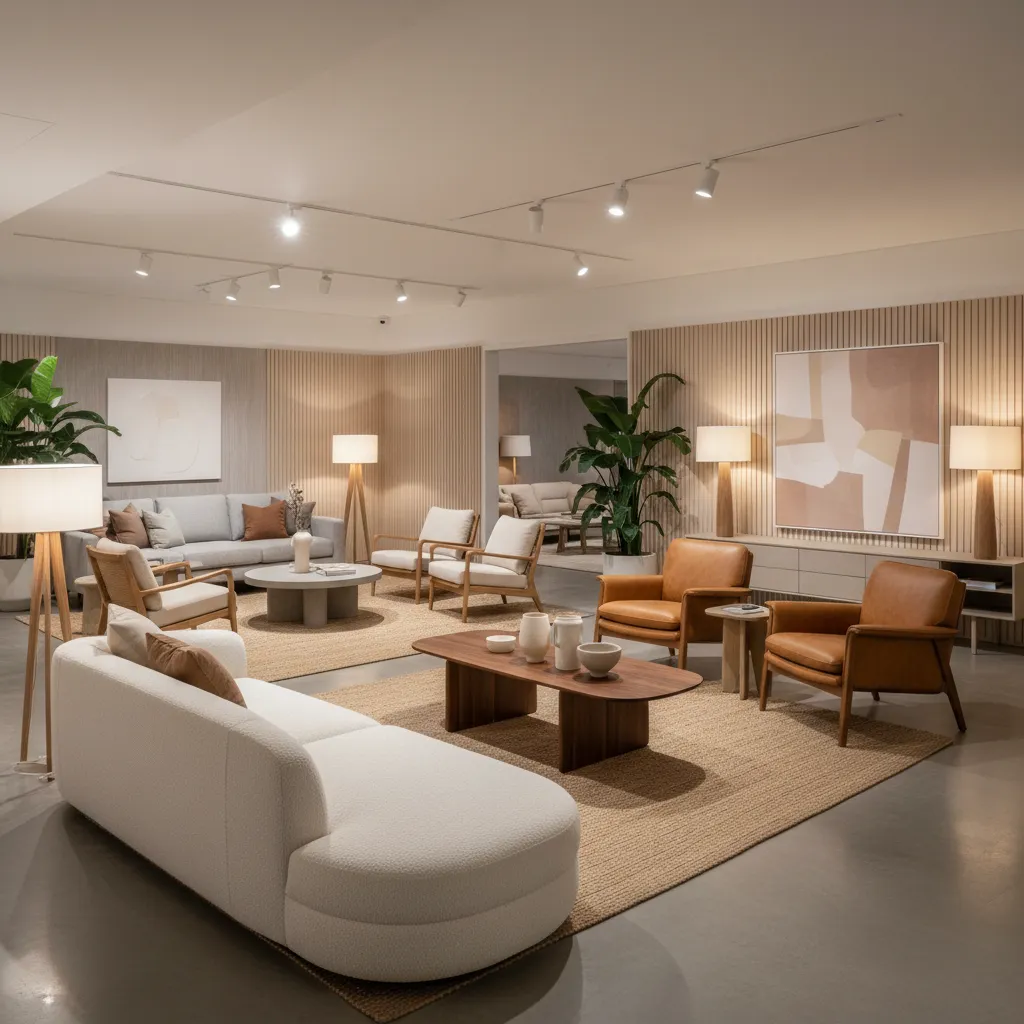 Interior de una tienda de muebles de diseño en Bogotá