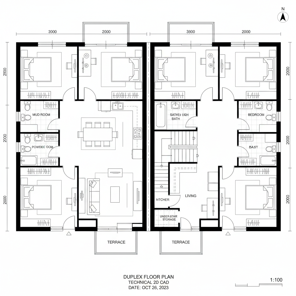 4-Bedroom Duplex Floor Plan: Future-Ready Spatial Interface