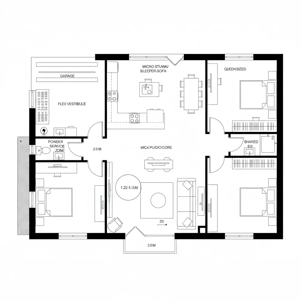 Side-Load Garage with Micro Studio Flex