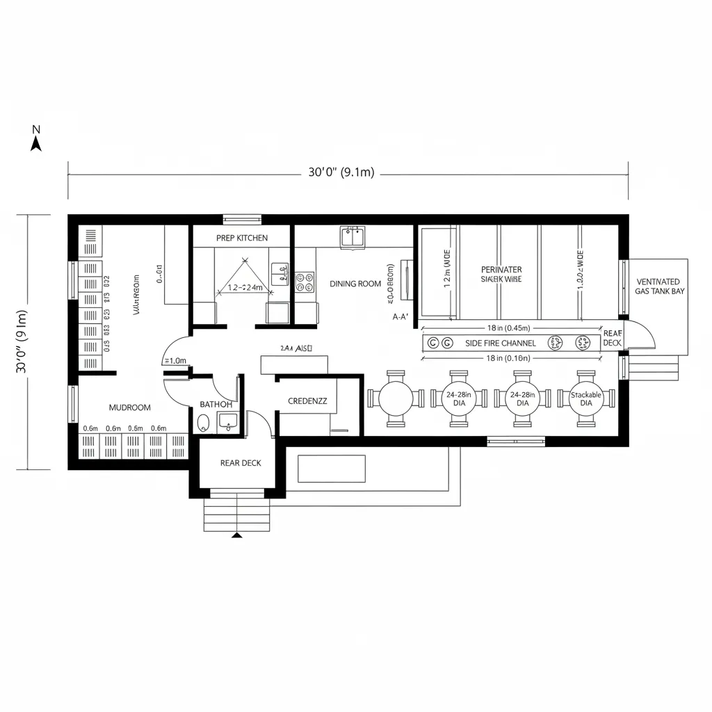 Side Yard Ribbon with Linear Fire Channel