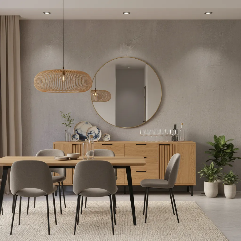 Modern dining room sideboard used as crockery storage