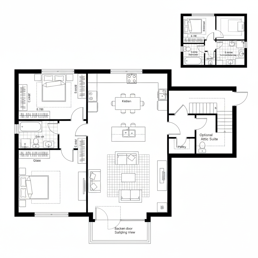 Bungalow Layout with Attic Option — Future-Ready Residential Planning