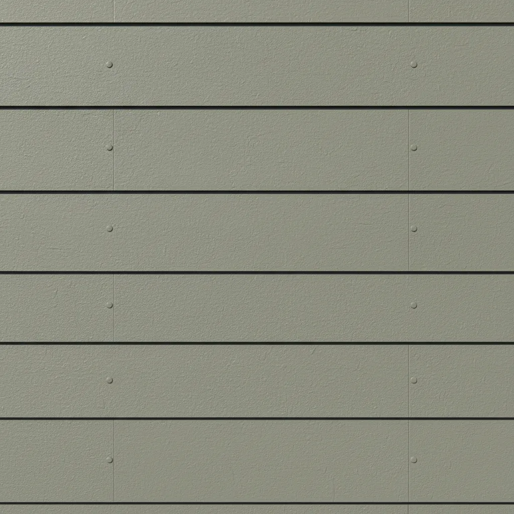 Exterior siding with visible vertical nail lines indicating stud positions