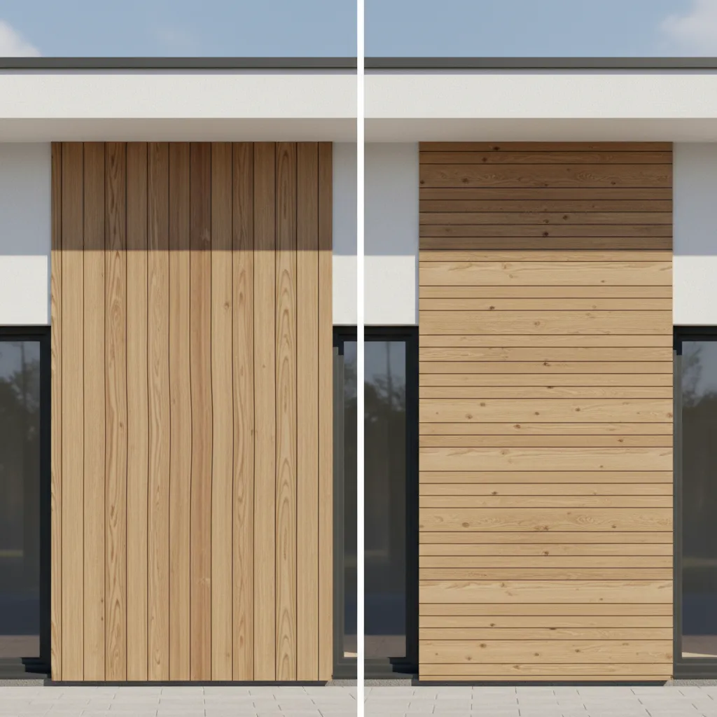 Example of correct and incorrect siding texture scaling on a house wall