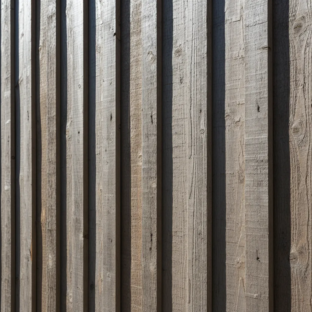 Close up of textured siding casting shadows in sunlight
