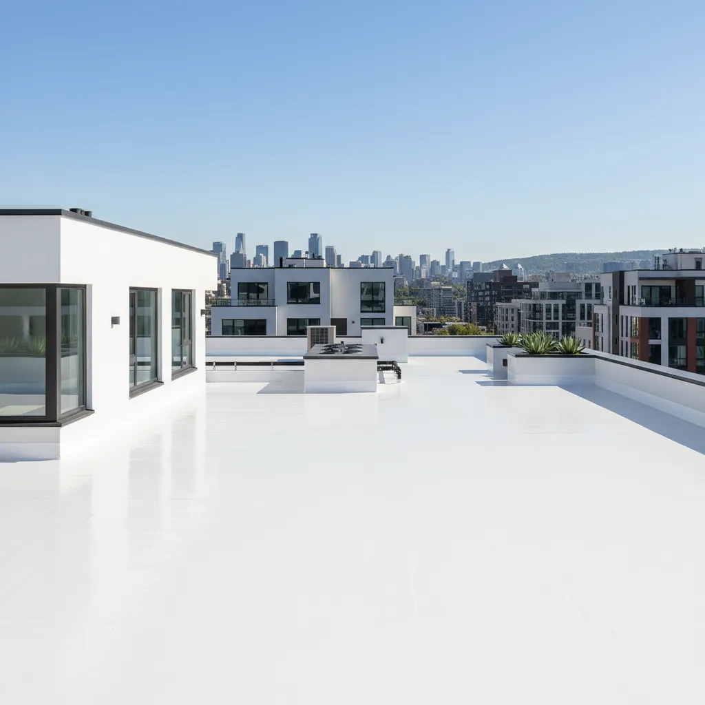 Finished silicone roof coating providing waterproof protection