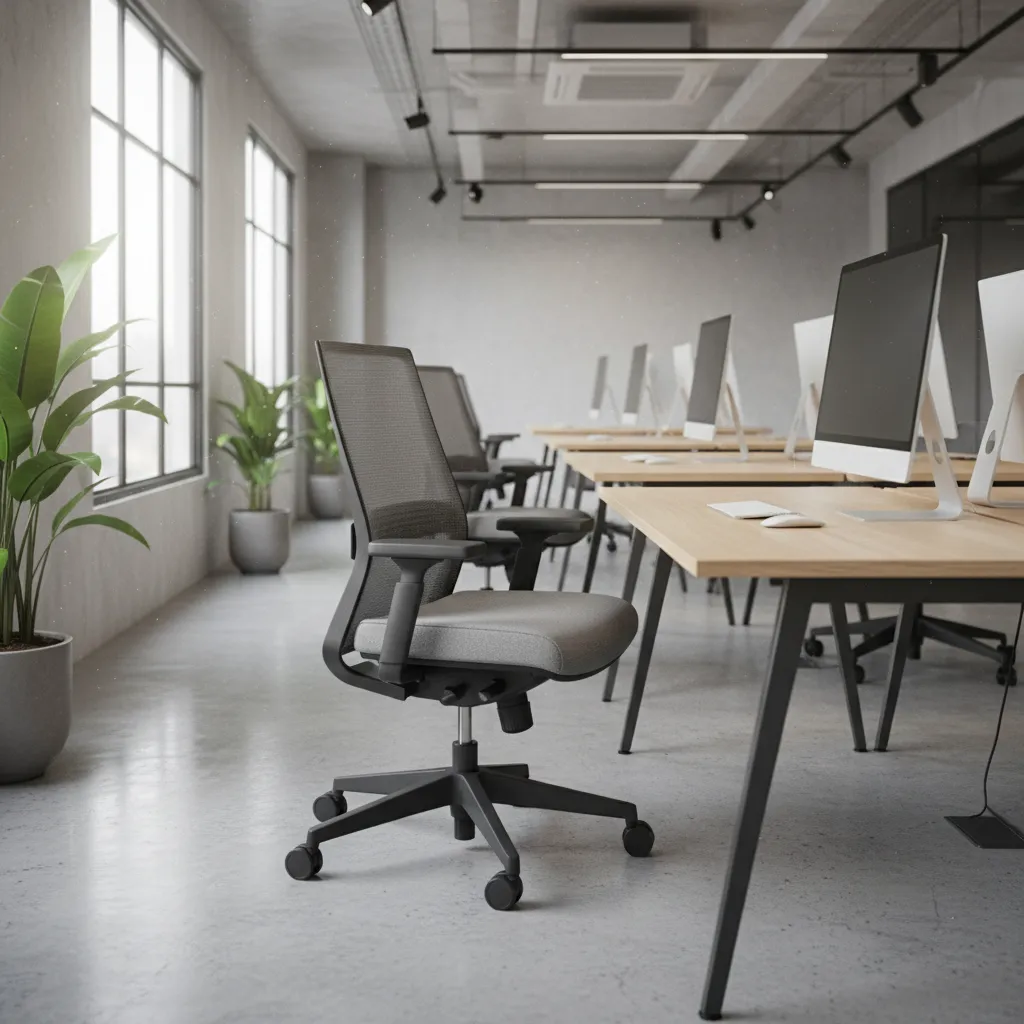 Sillas ergonómicas modernas en espacio de trabajo profesional