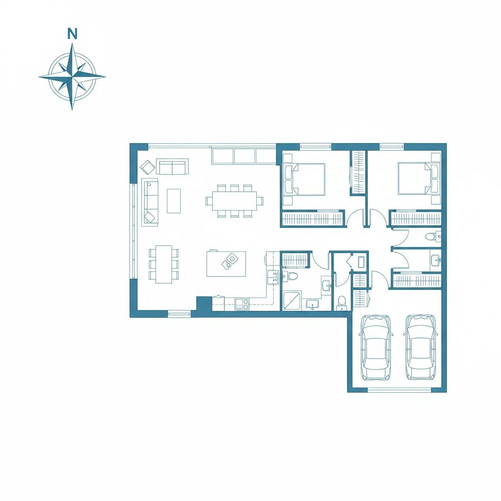 Simbol arah utara pada denah rumah