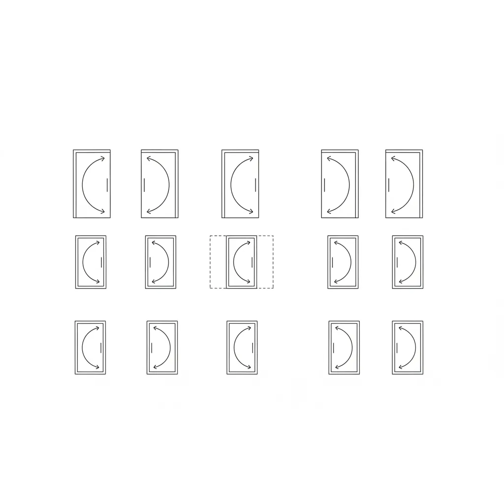Various simple symbols for doors and windows used in a floor plan or interior drawing