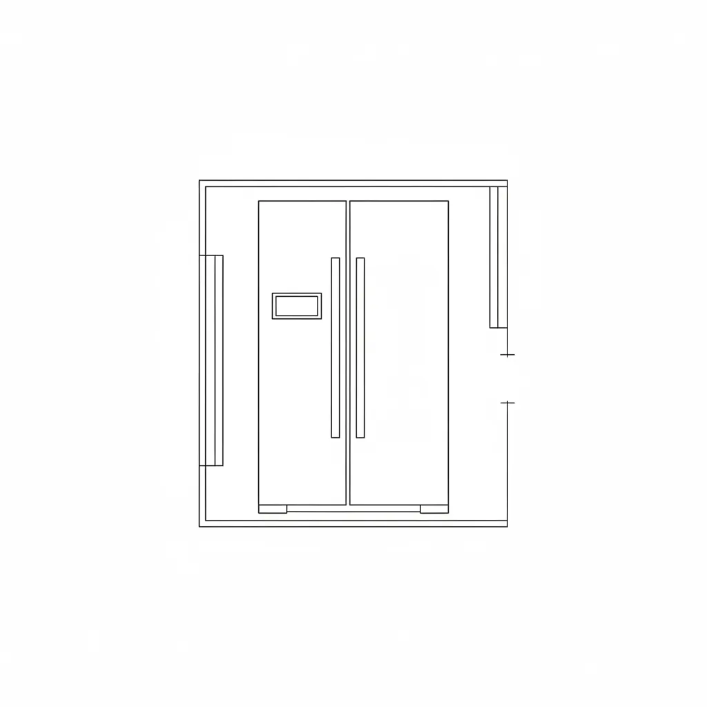 Representación simple del símbolo de una nevera en plano de cocina