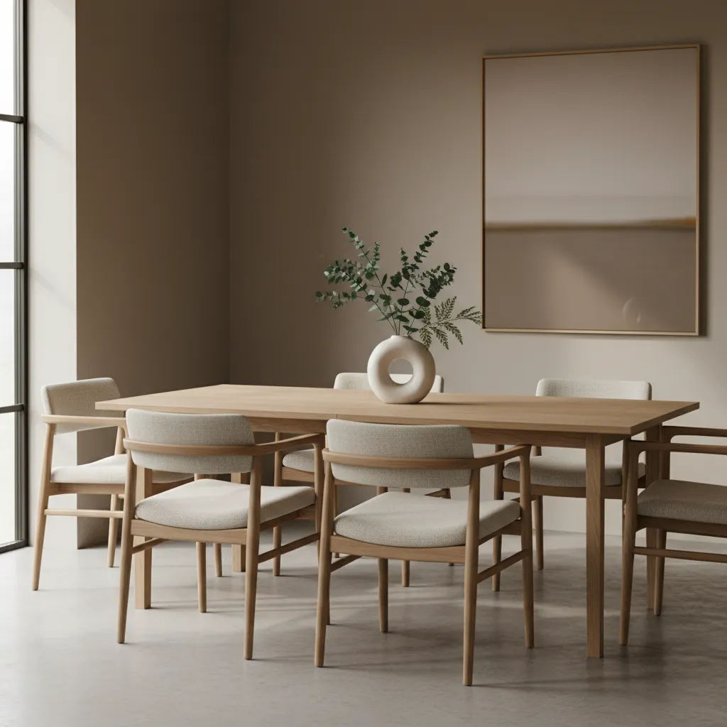 minimal everyday dining table with simple vase centerpiece