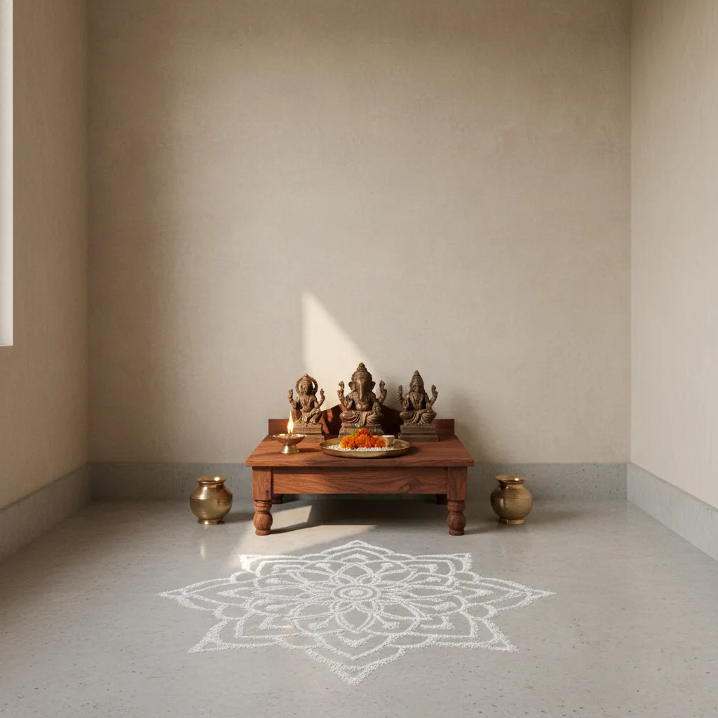 Simple Pooja Room Kolam Ideas for Small Homes