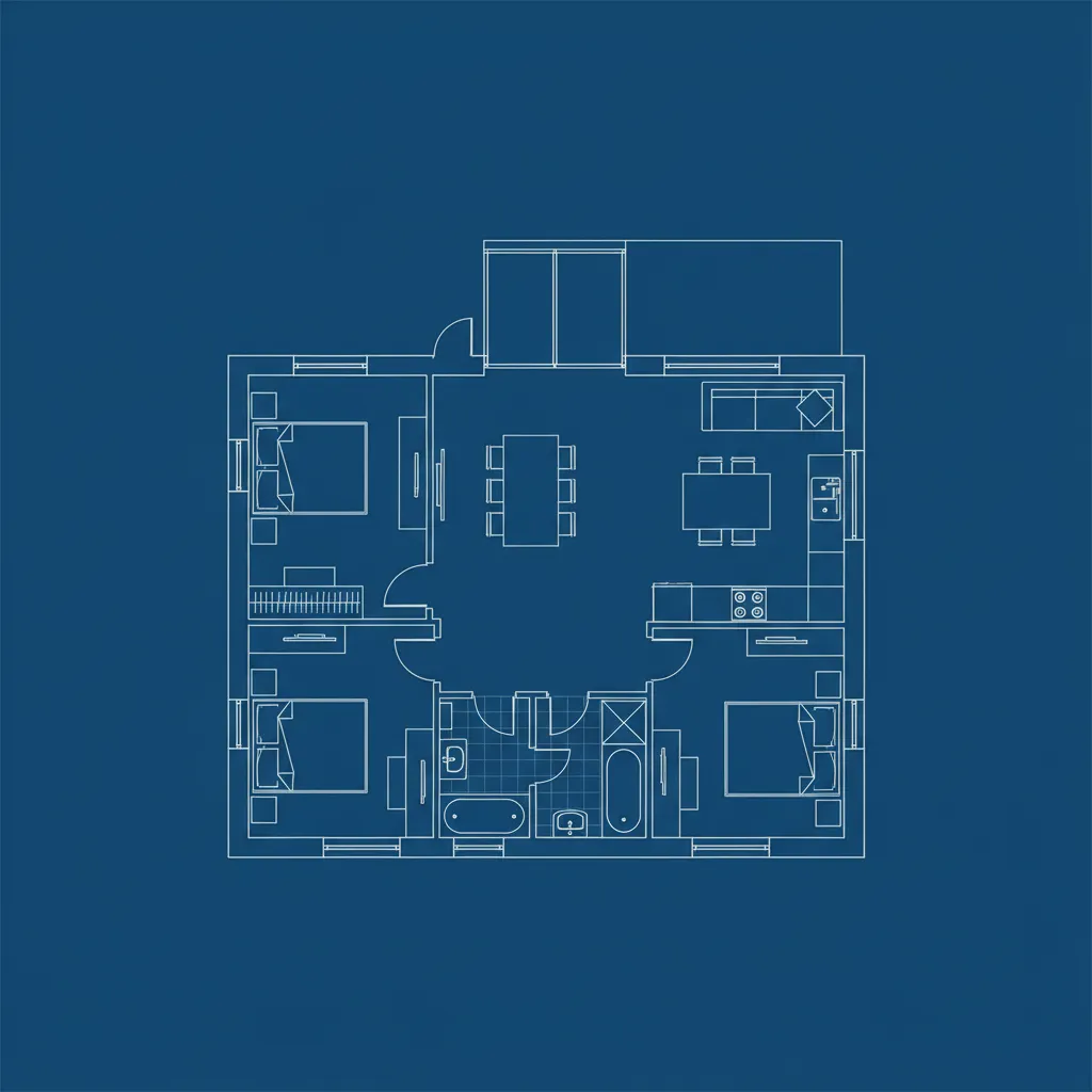 Plano simple rectangular de casa moderna económica