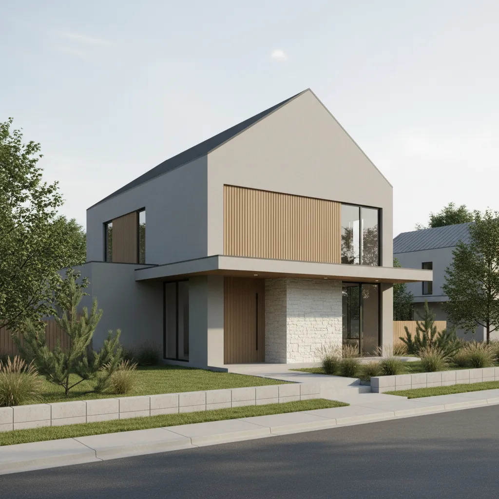 modern house with simple roofline demonstrating cost efficient design