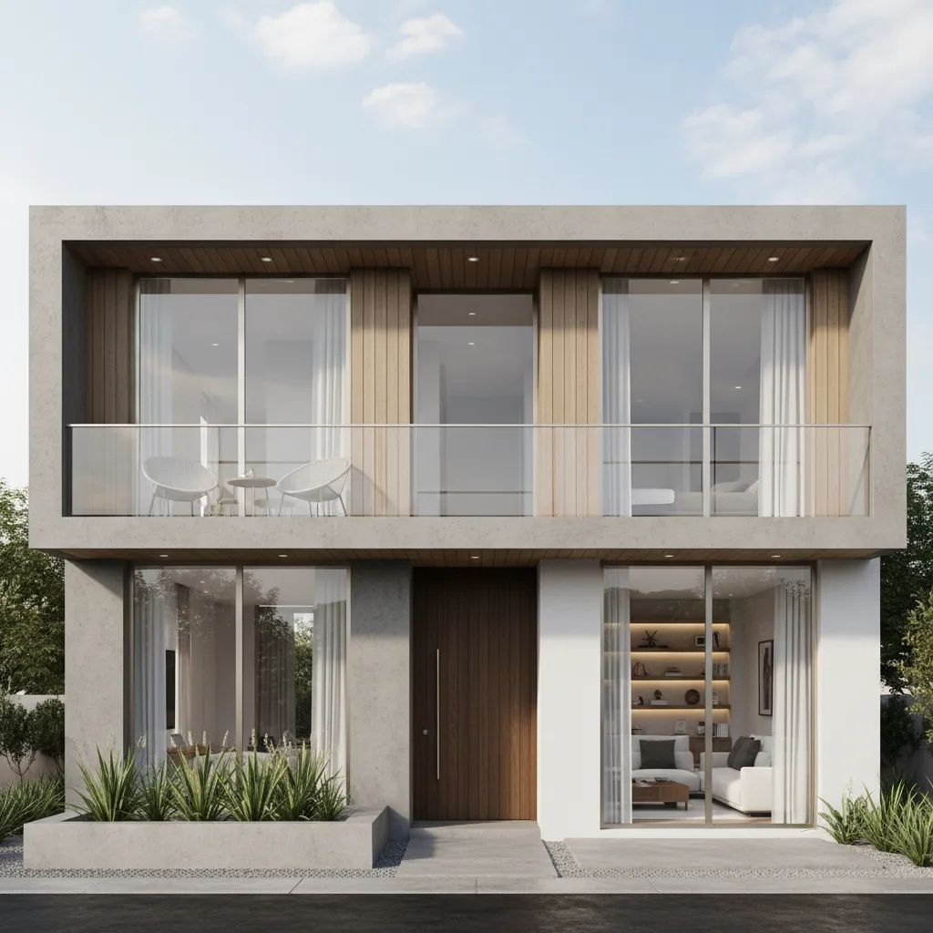 Simple Second Floor House Front Design With Balcony Ideas