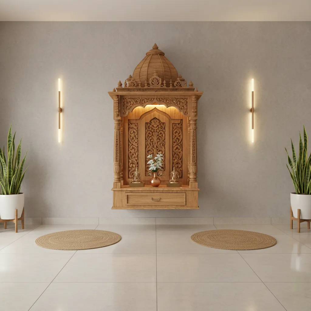 5 Simple Wooden Pooja Mandir Designs for Home