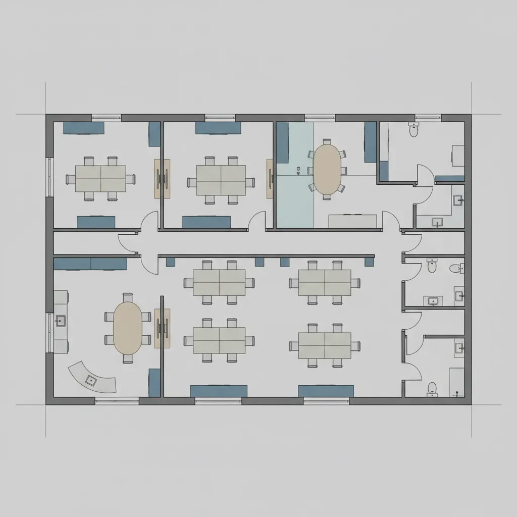 Simplified block furniture models used for layout planning