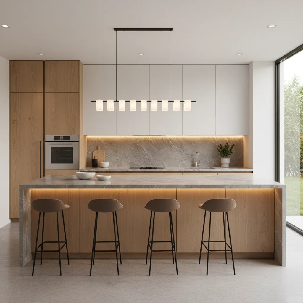 Cocina moderna con isla central estilo casa contemporánea