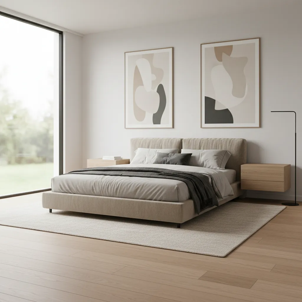 Dormitorio moderno minimalista inspirado en casas Sims