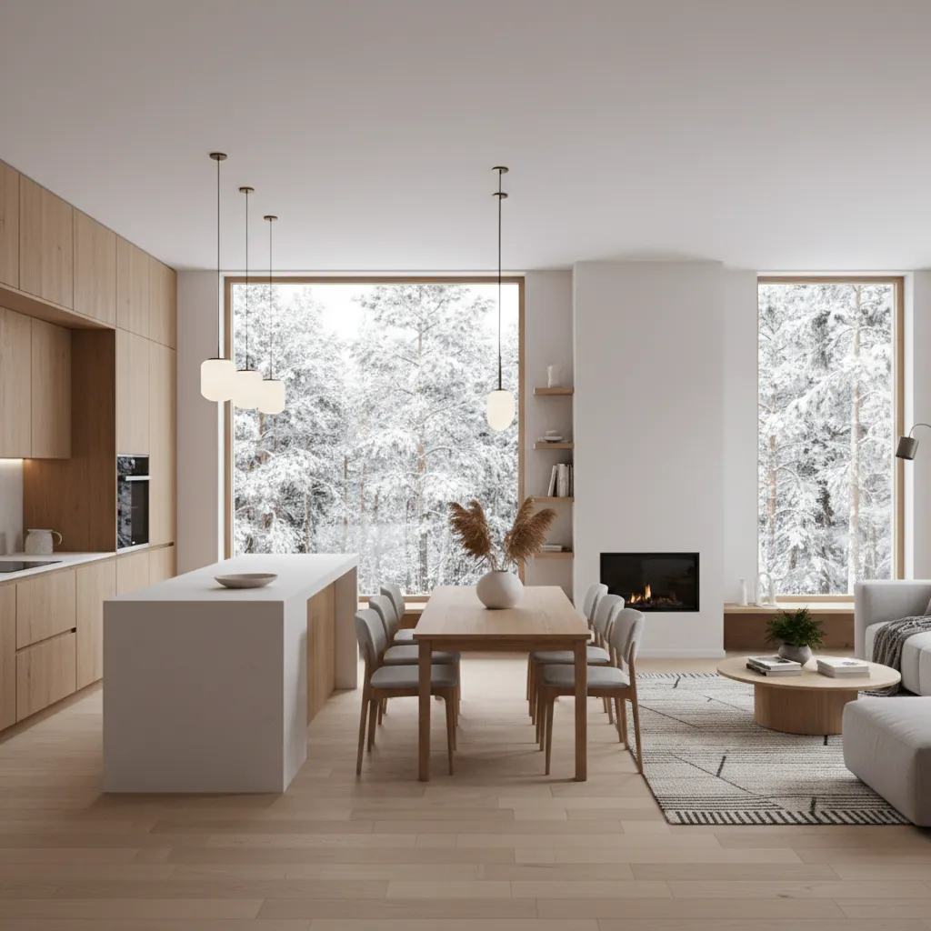 Cocina moderna abierta inspirada en casas de diseño Sims