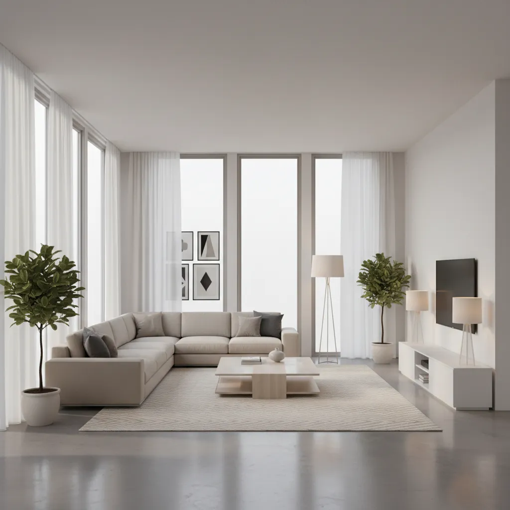 Salón moderno inspirado en una casa diseñada en Los Sims