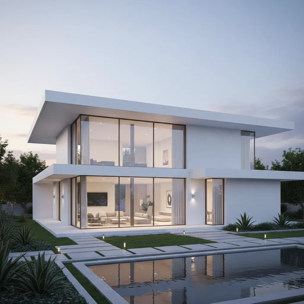 Casa moderna minimalista similar a las construcciones populares en Sims 4