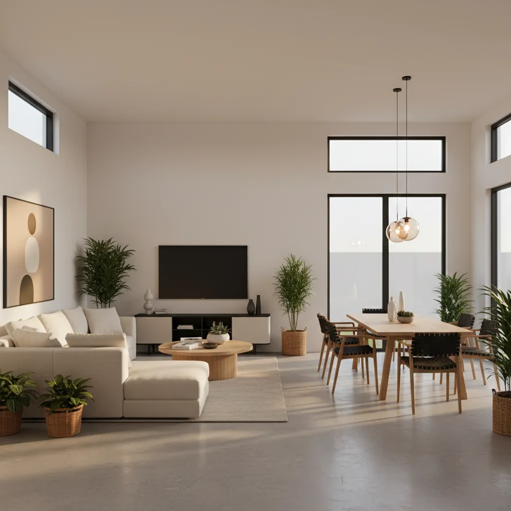 Interior de casa realista inspirado en construcciones avanzadas de Los Sims 4