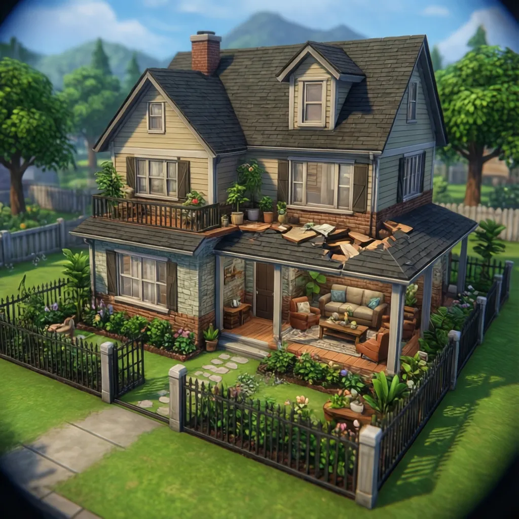 Casa pequeña optimizada en Sims 4 con diseño funcional