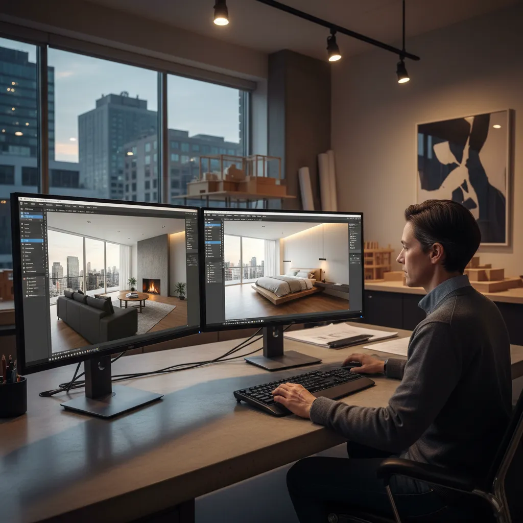 Simulación digital del interior de una casa antes de construir