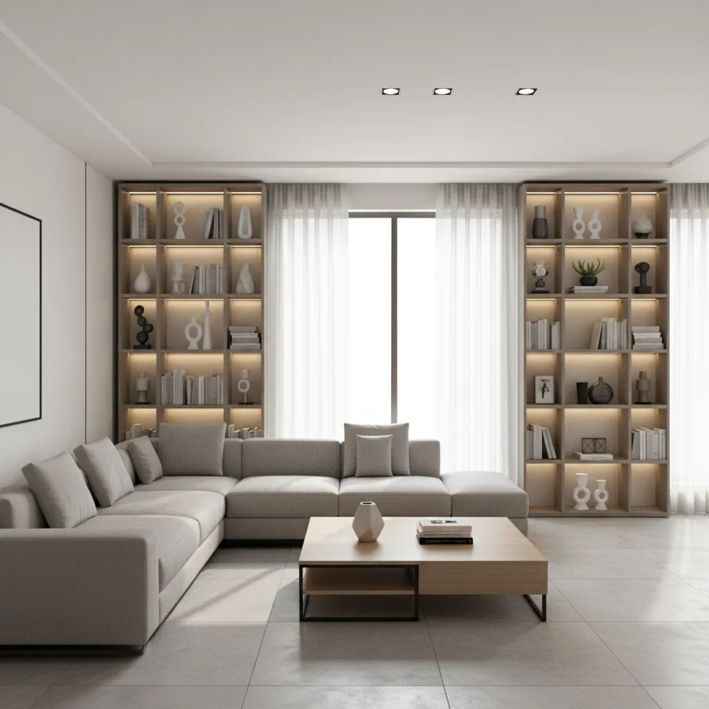 Vista 3D de un salón diseñado en un simulador de interiorismo