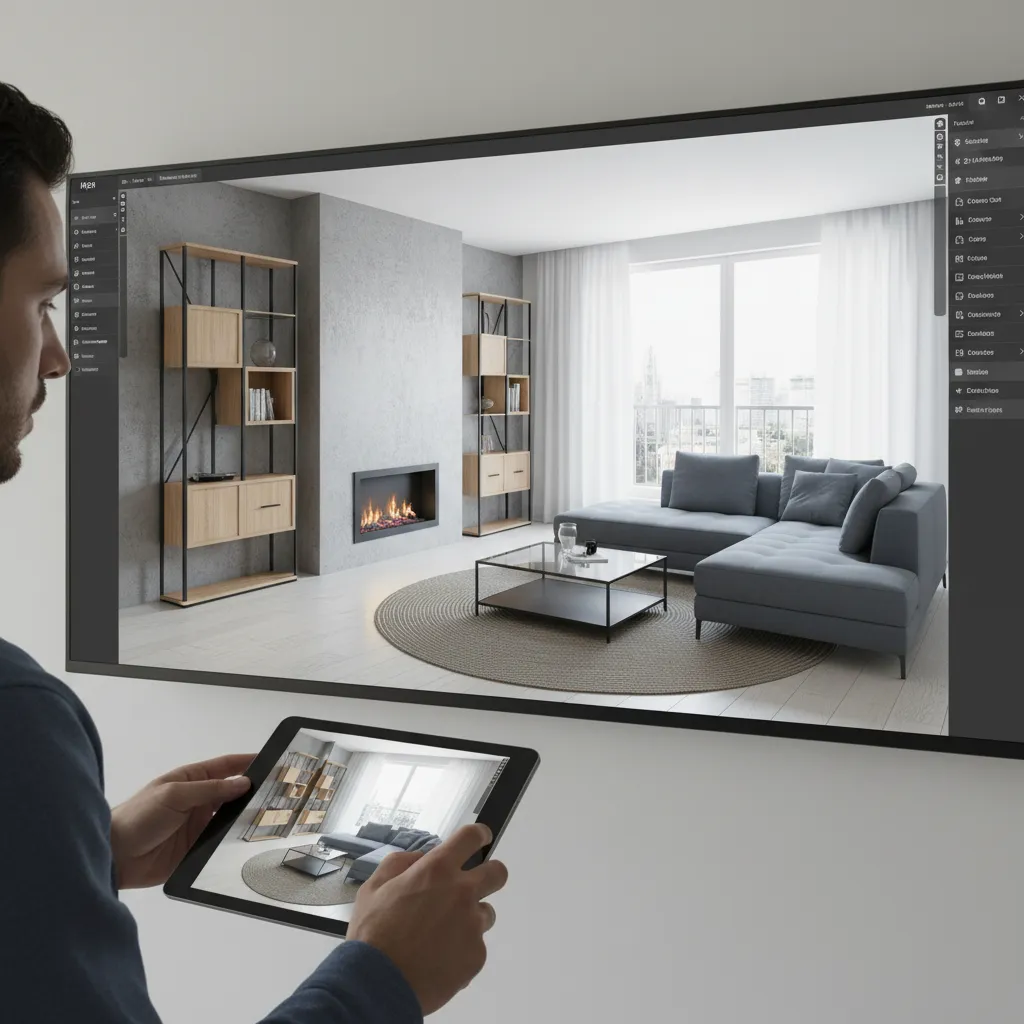 Distribución de muebles en un simulador de interiorismo