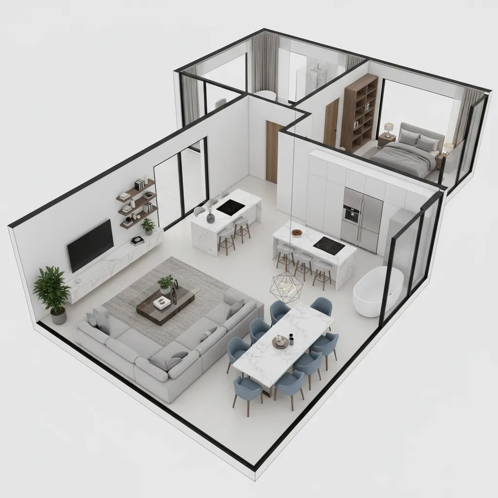 Simulasi denah rumah tiga dimensi