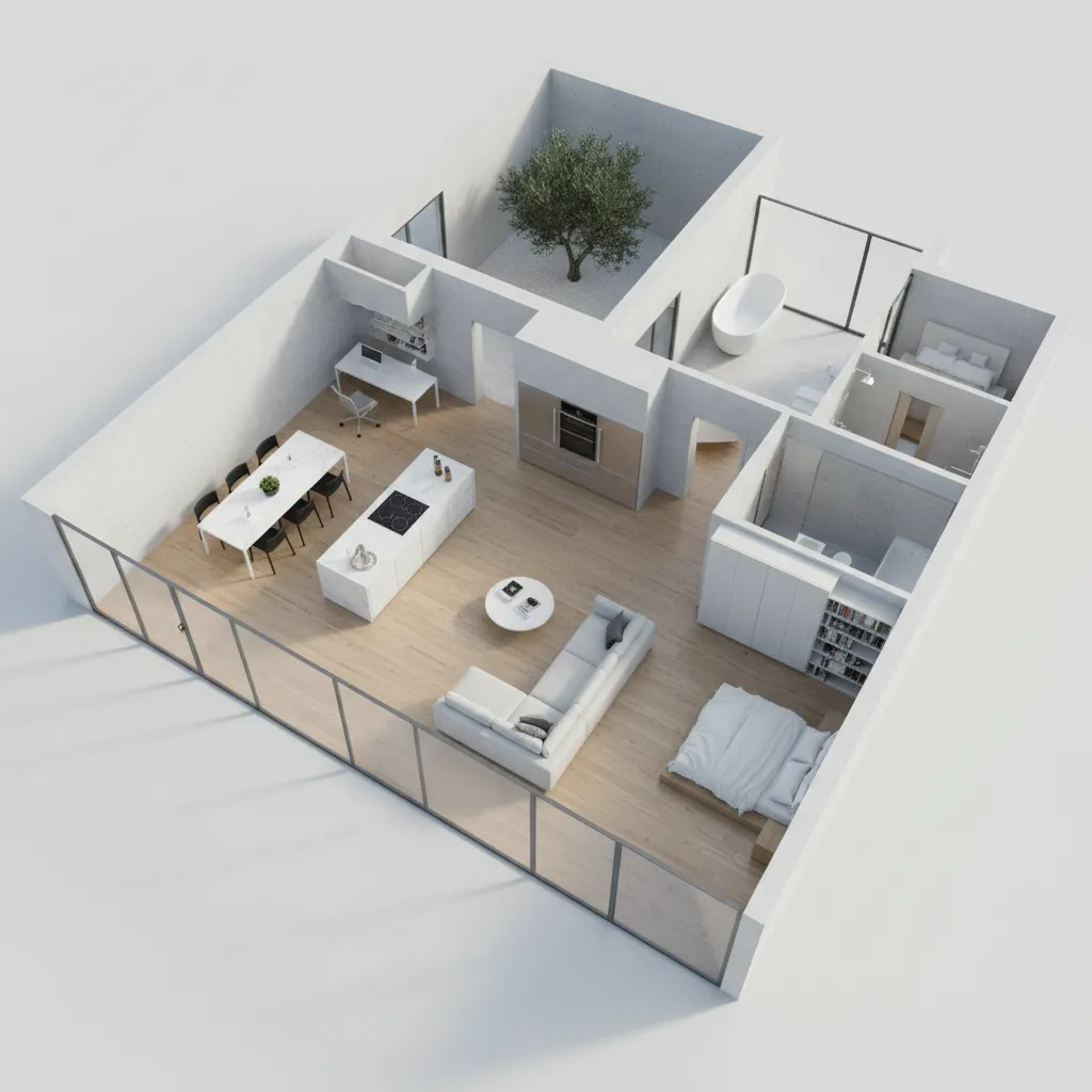 Simulasi denah rumah dalam tampilan 3D