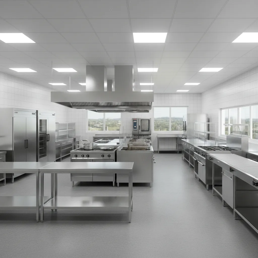 Simulasi desain dapur rumah sakit dalam model 3D