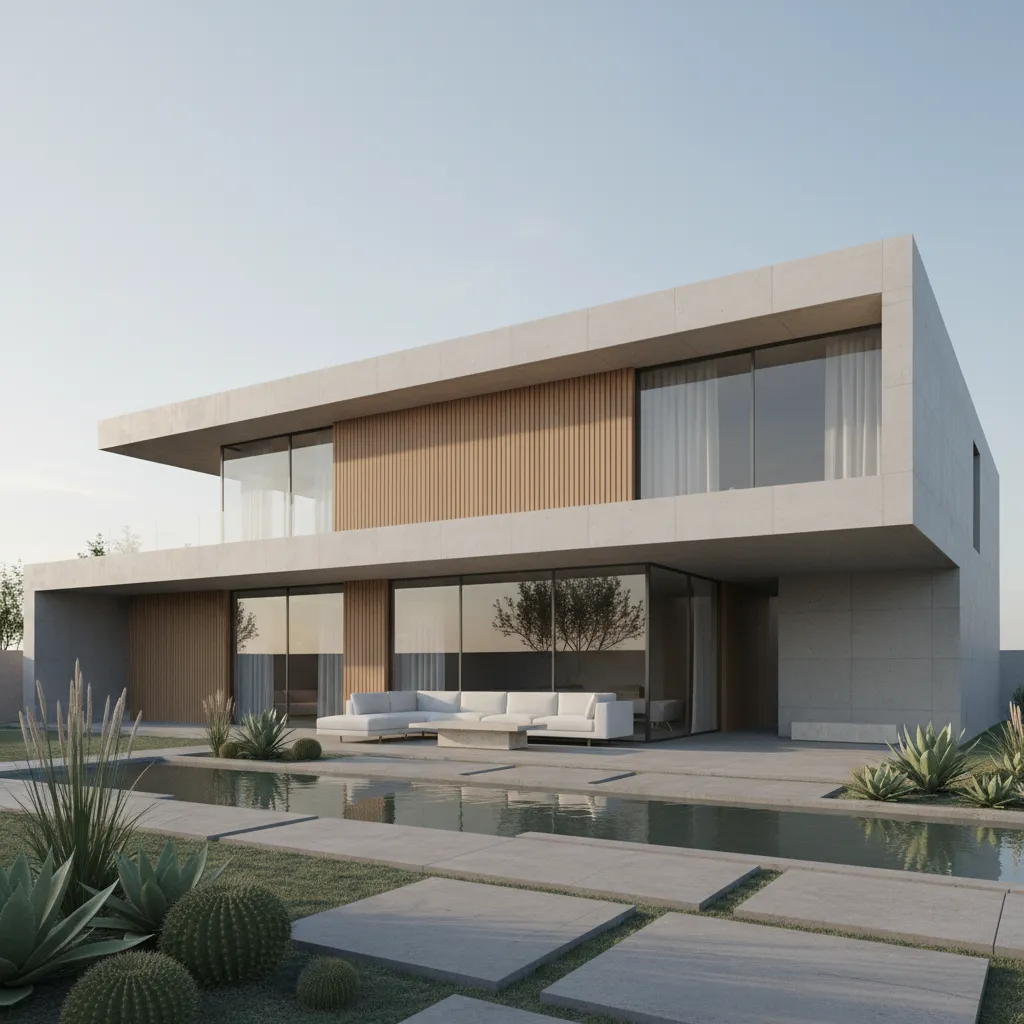 Visualisasi desain rumah minimalis dalam model tiga dimensi