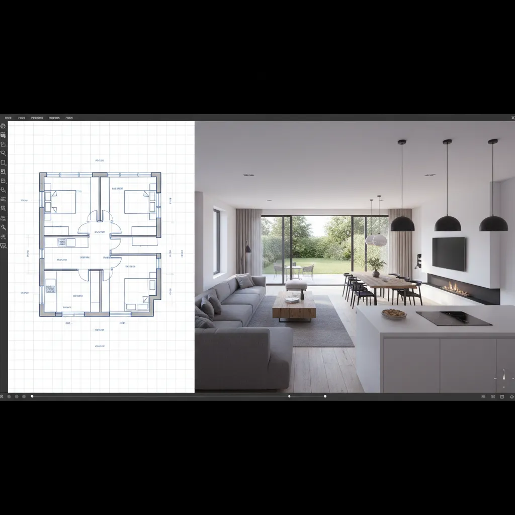 Simulasi desain rumah dalam model 3D