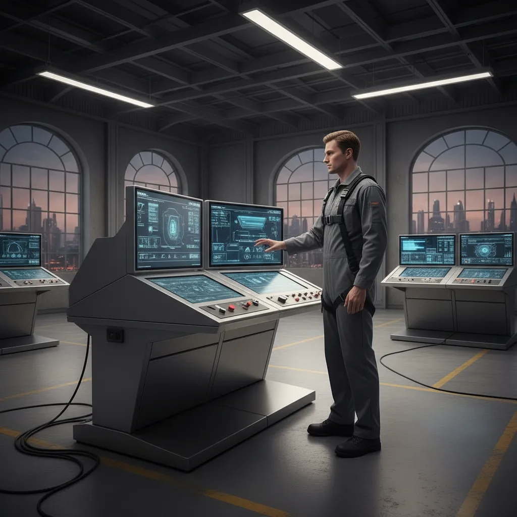 Human avatar interacting with equipment in a realistic training simulation environment