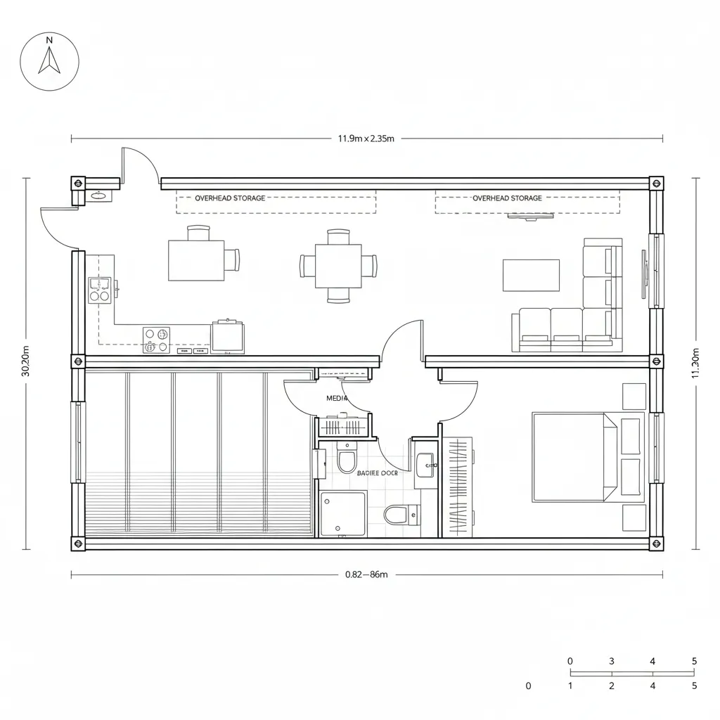 Single 40’ Module: Linear Day/Night Split