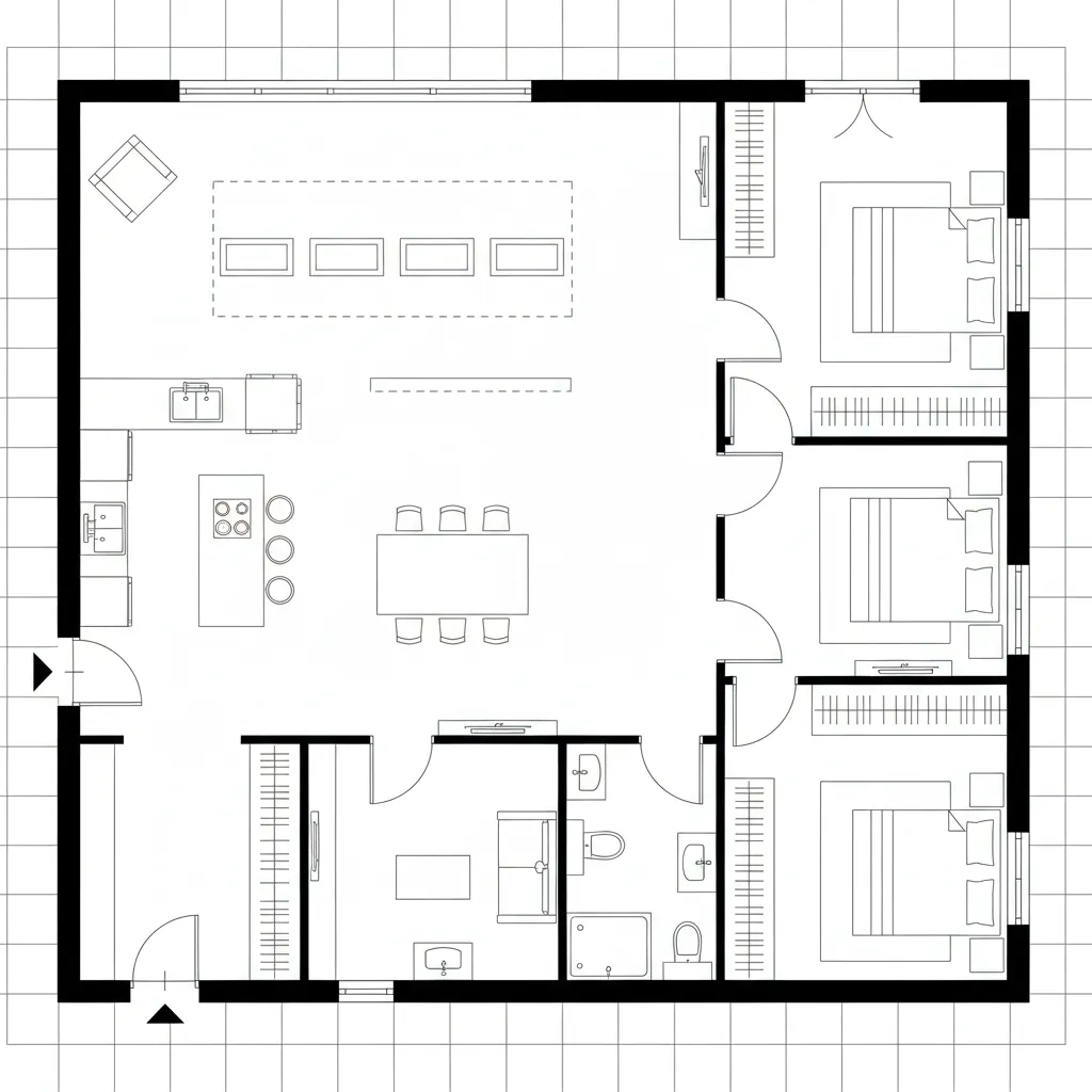 Single-Level Grid with Raised Volume