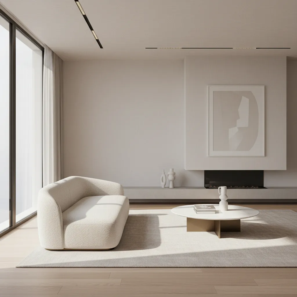 modern living room scene with a realistic single sofa 3D model used in interior rendering