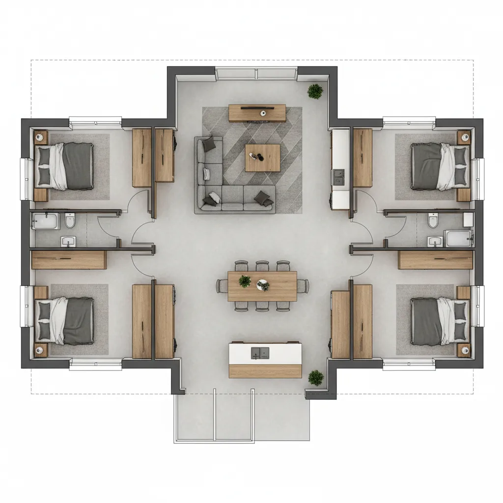 single story 1800 sq ft 3 bedroom floor plan layout