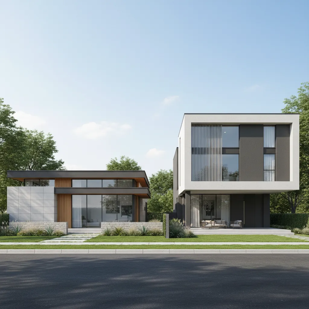 side by side comparison of single story and two story house designs