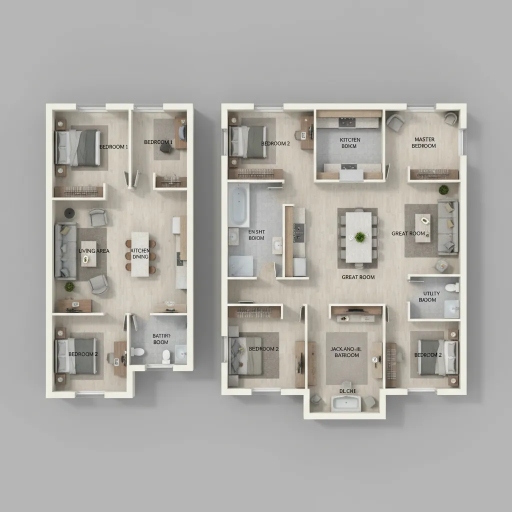 4-Bedroom Single Wide vs Double Wide Mobile Home Floor Plans