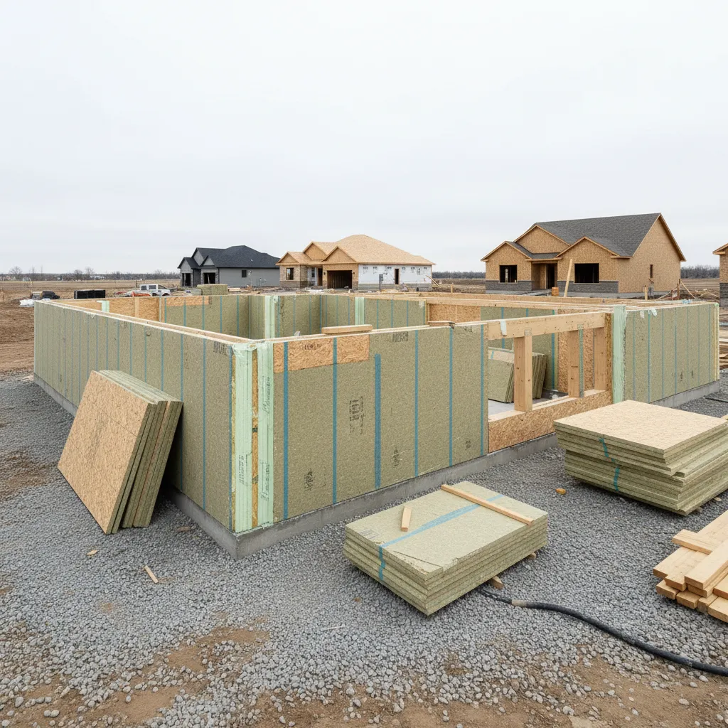Residential home basement built using SIP structural insulated panels
