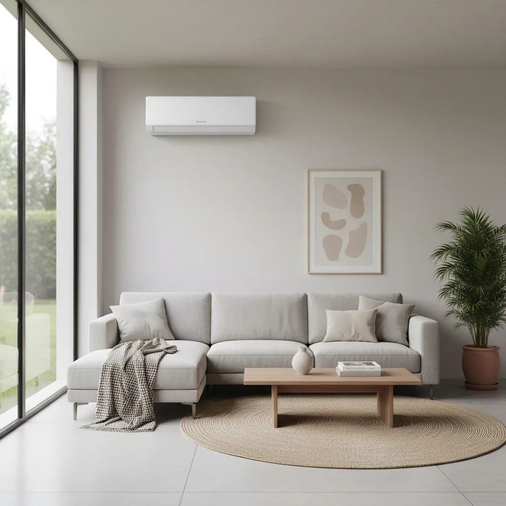 Sistema de aire acondicionado instalado en un salón moderno