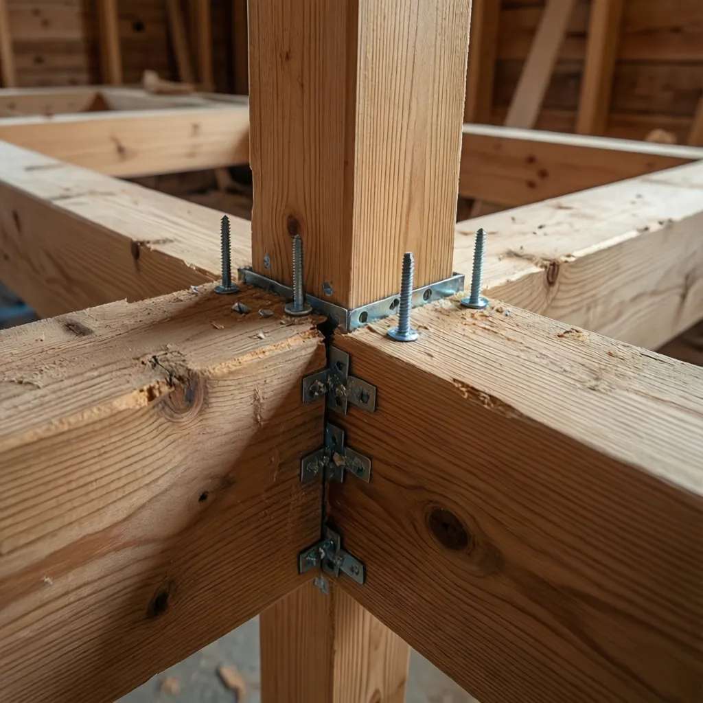 new joist installed beside old joist demonstrating sistering technique