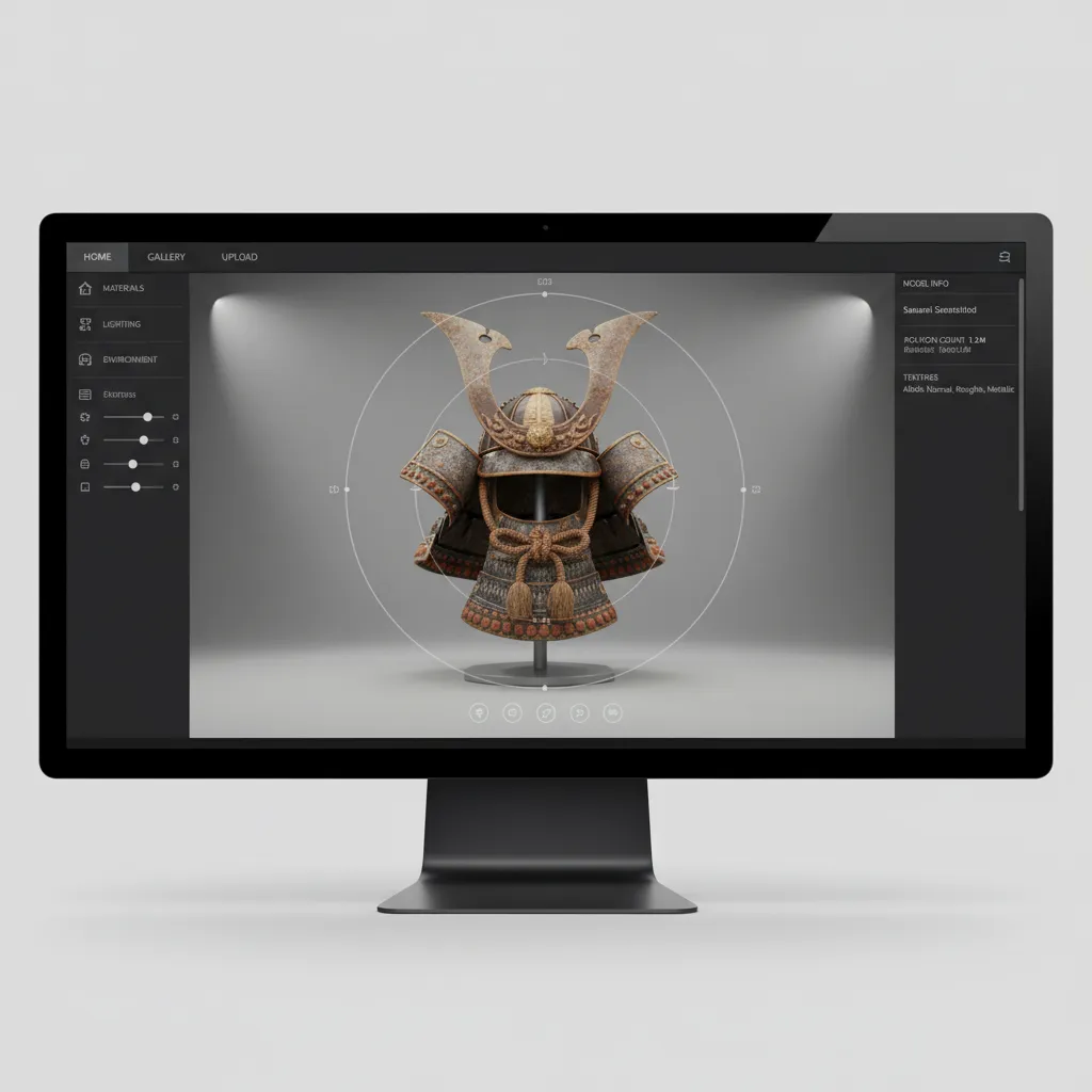 Sketchfab style browser viewer displaying textured 3D model with lighting