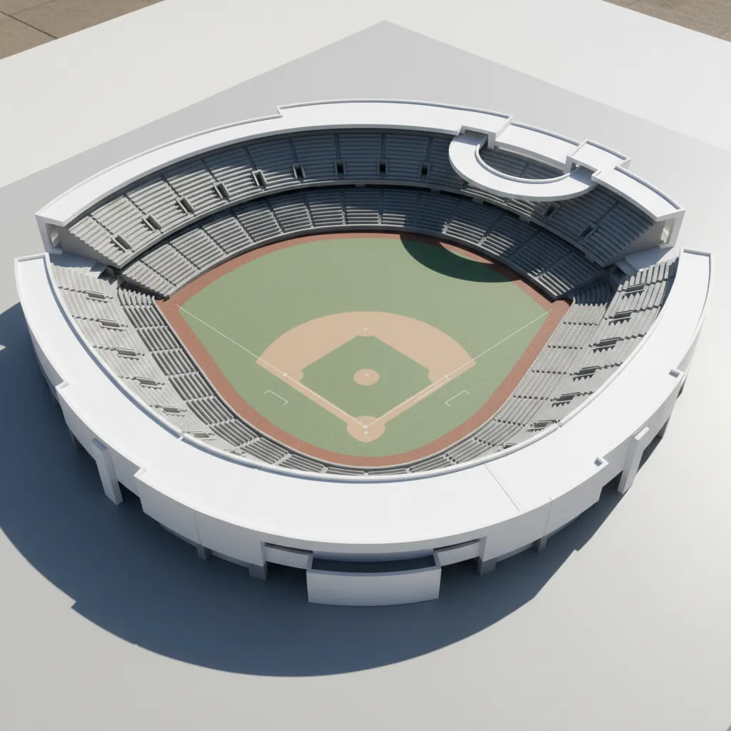 simple baseball field layout model showing stadium planning structure